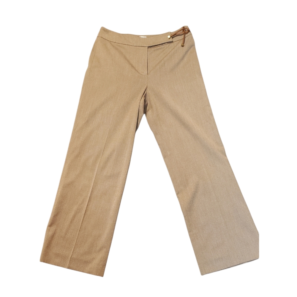 ANN TAYLOR WOMENS DRESS SLACKS WITH LEATHER TIE SIZE 6 28"INSEAM COLOR BROWN